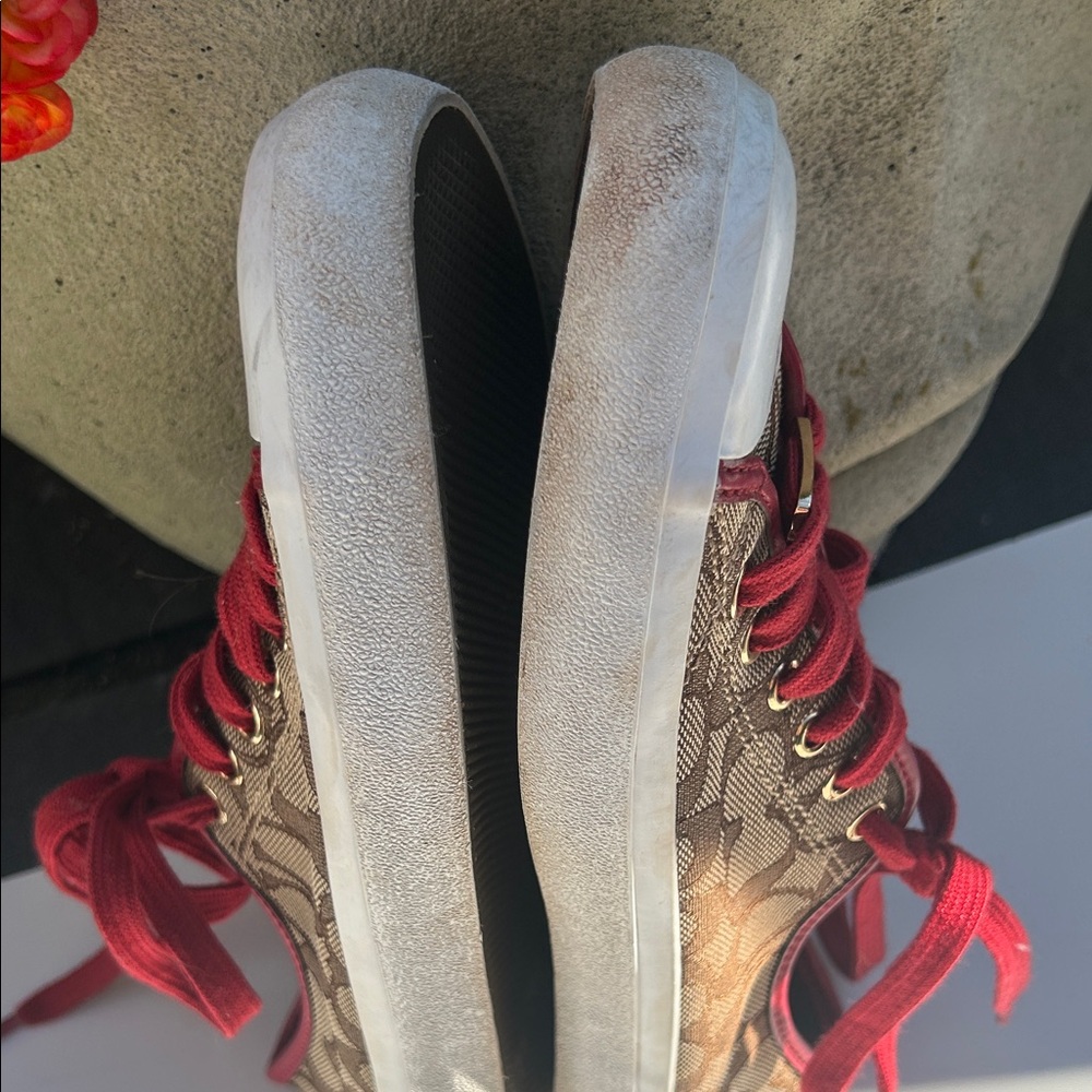 Coach Brown and Red Women's Sneakers - Picture 5 of 6
